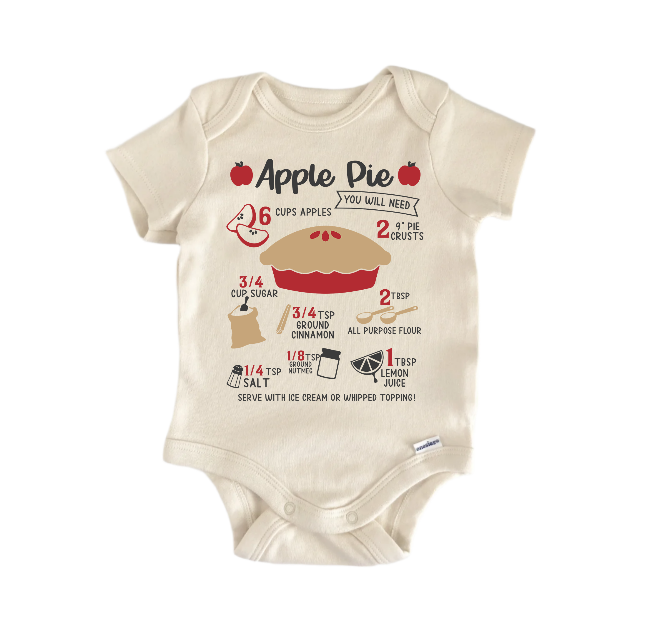 Apple Pie Recipes Baking Fall October - Baby Boy Girl Clothes Bodysuit Funny Cute-0