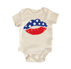 America Lips Patriotic July 4th -  Baby Boy Girl Clothes  Bodysuit-0