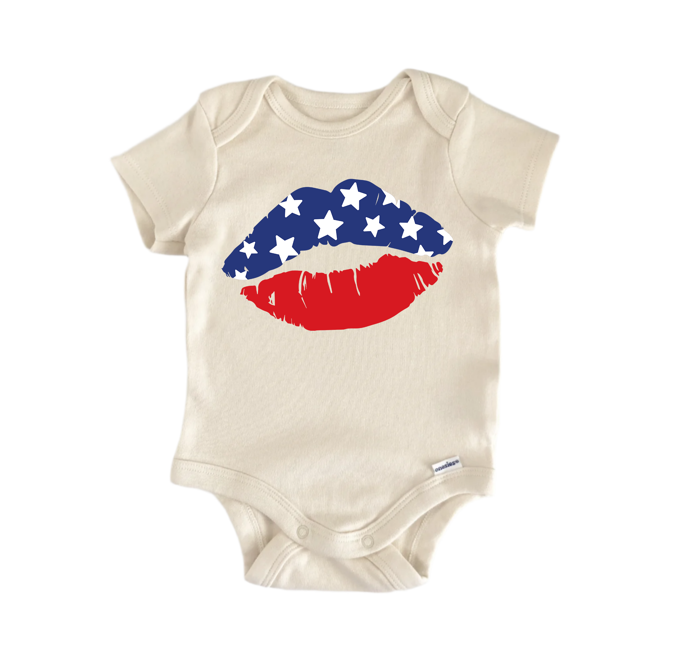 America Lips Patriotic July 4th -  Baby Boy Girl Clothes  Bodysuit-0