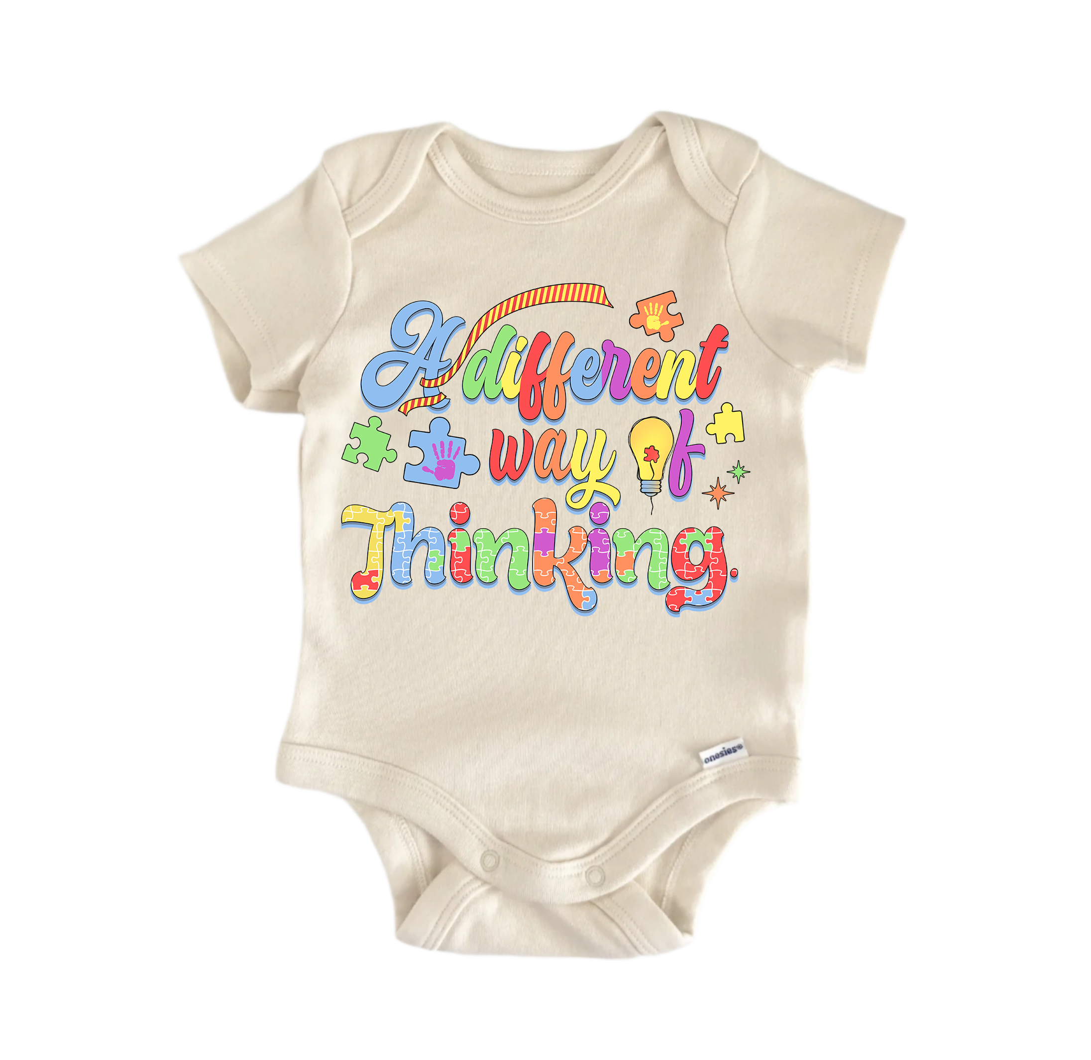 Autism Awareness A Different Way Of Thinking -  Baby Boy Girl Clothes  Bodysuit Funny Cute-0