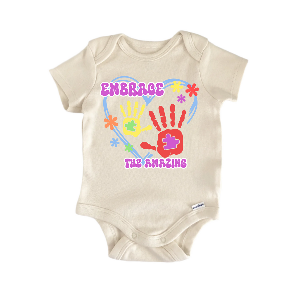 Autism Awareness Embrace The Amazing -  Baby Boy Girl Clothes  Bodysuit Funny Cute-0