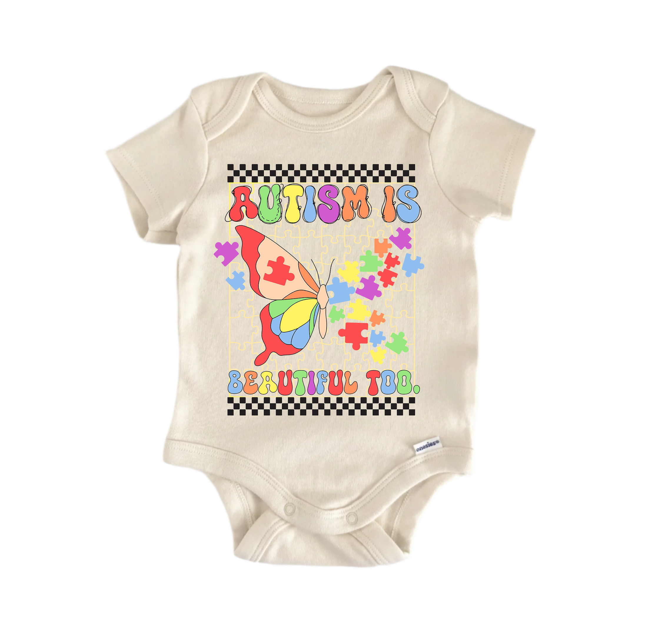 Autism Awareness Is Beautiful Too Sublimation -  Baby Boy Girl Clothes  Bodysuit Funny Cute-0