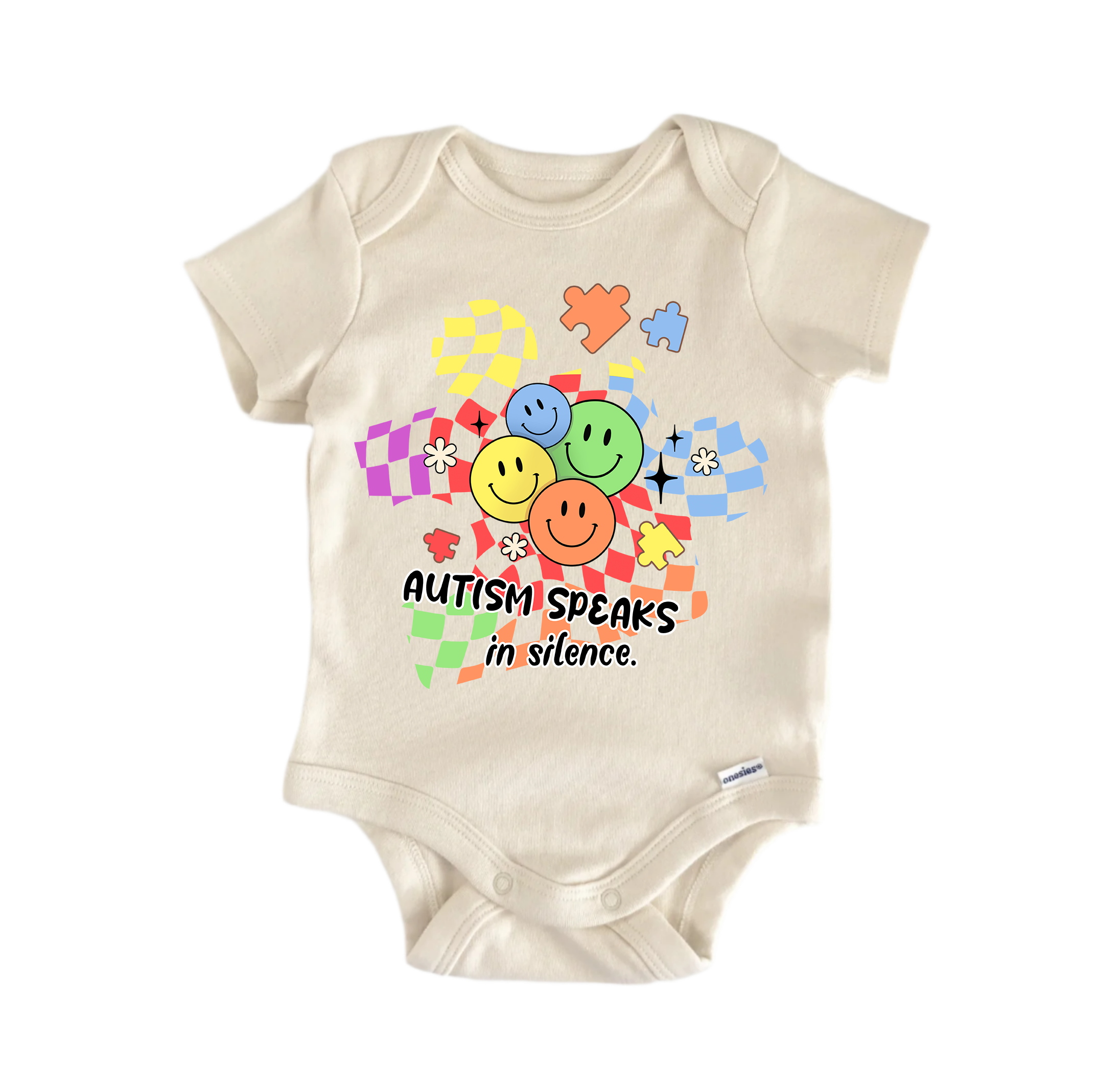 Autism Awareness Speaks In Silence -  Baby Boy Girl Clothes  Bodysuit Funny Cute-0