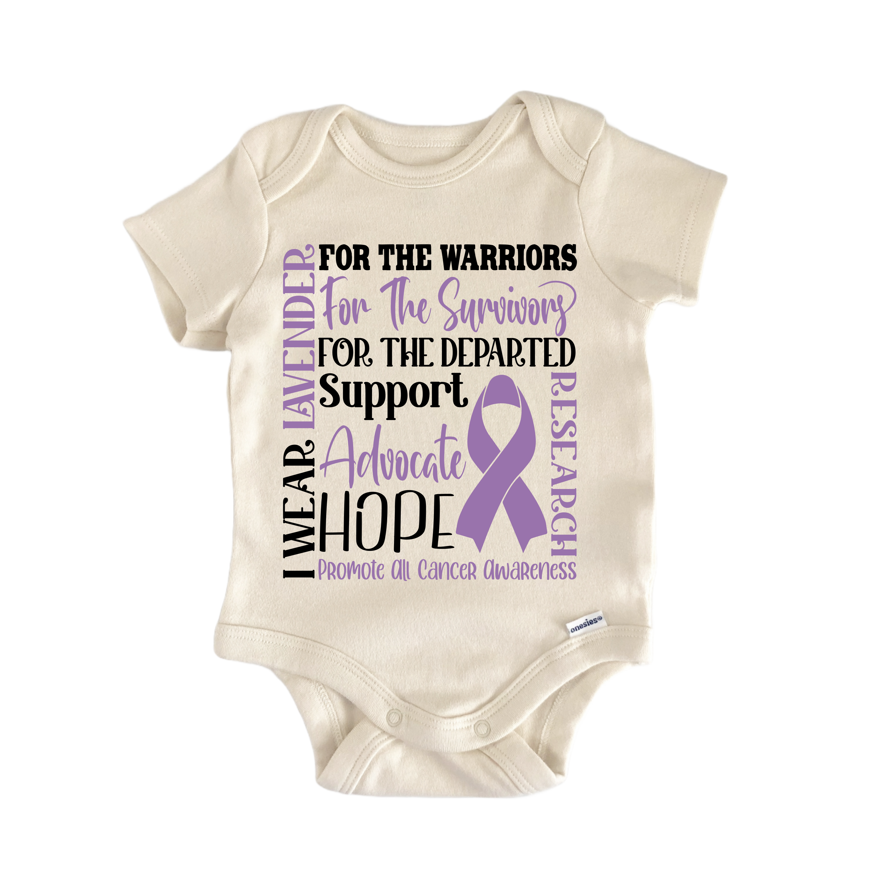 All Cancer Awareness Lavender Ribbon - Baby Bodysuit-0