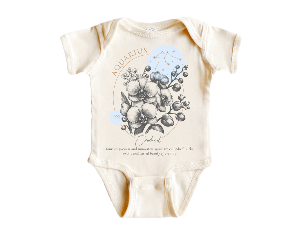 Aquarius Floral Celestial  - Baby Boy Girl Clothes Infant Bodysuit Funny Cute Newborn-0