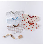 Adorable Simple Pattern Cotton Snap-on Flowers Shaped Bib-0