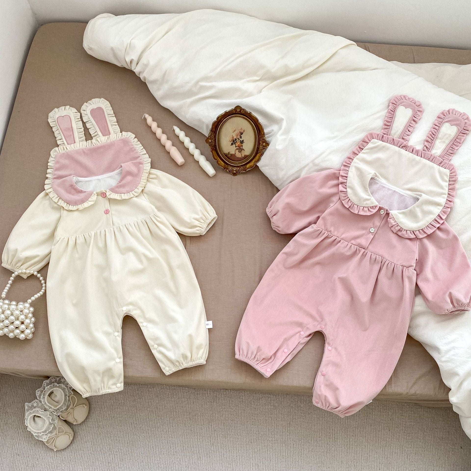 Arrival Autumn Baby Girls Long Sleeves Rabbits Design Romper-3