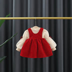 Autumn and Winter Arrival Baby Girls Long Sleeves Crew Neck Top and Overalls Dress-1