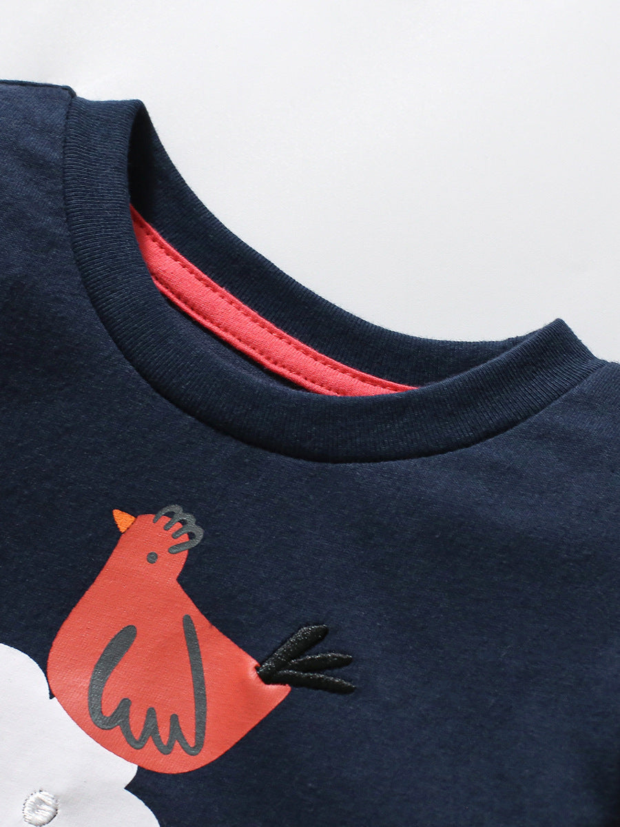 Arrival Autumn Kids’ Animals Cartoon Pattern Print Long Sleeves T-Shirt In European And American Style-1
