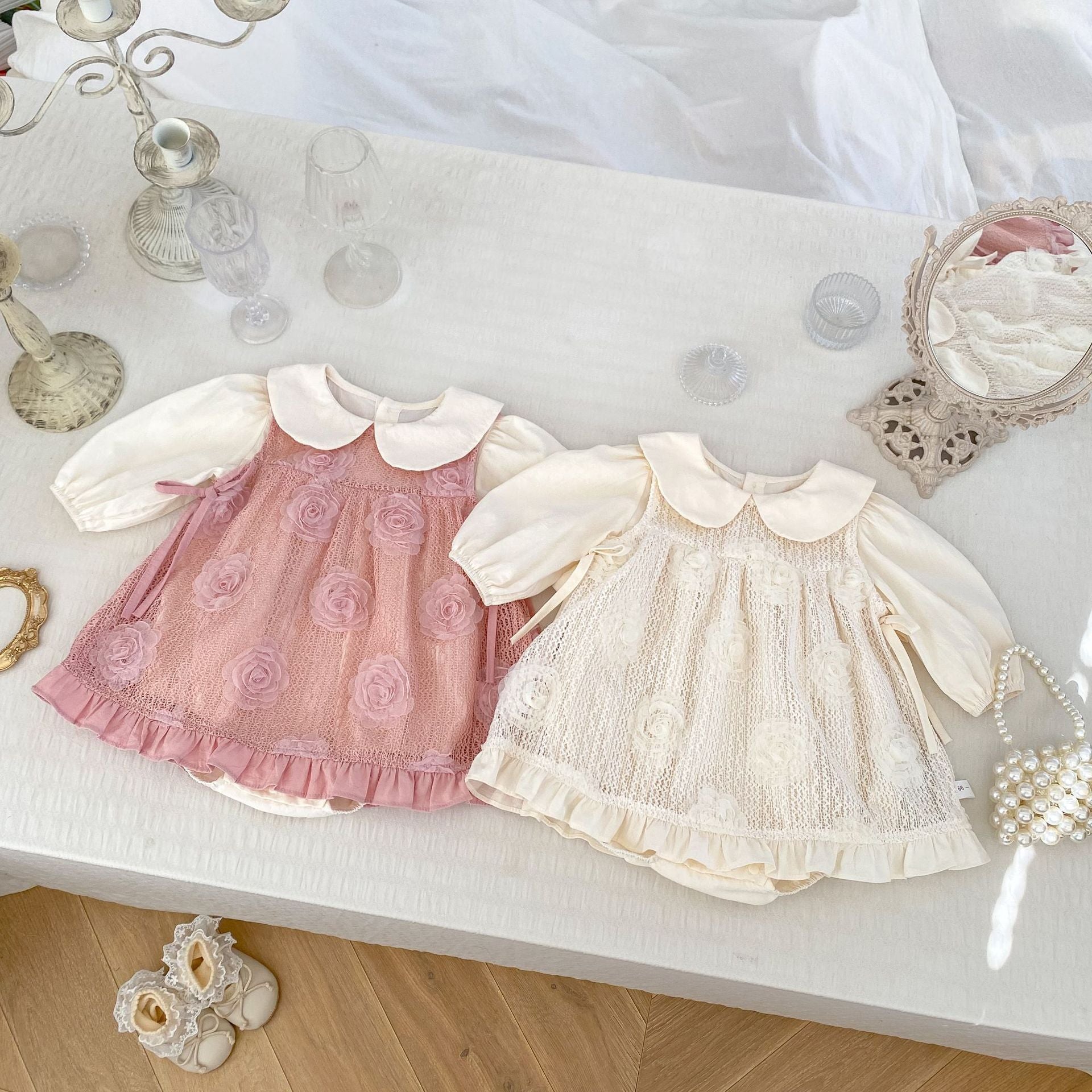 Arrival Autumn Baby Girls Long Sleeves Simple Top and Floral Pattern Dress – Detachable Clothing Set-3