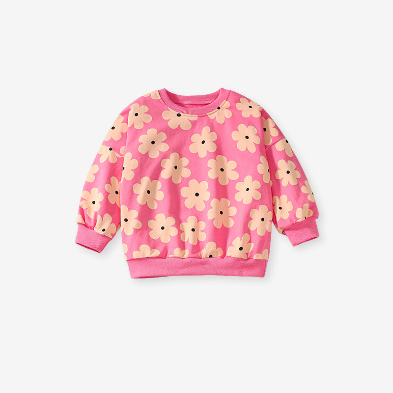 Arrival Spring And Autumn Girls Pretty Flowers Pattern Long Sleeves Top Pullover And Pants Clothing Set-1
