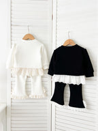 Arrival Autumn Baby Girls Long Sleeves Patchwork Design Fleece-lined Top and Bottom Set – Clothing Set-3