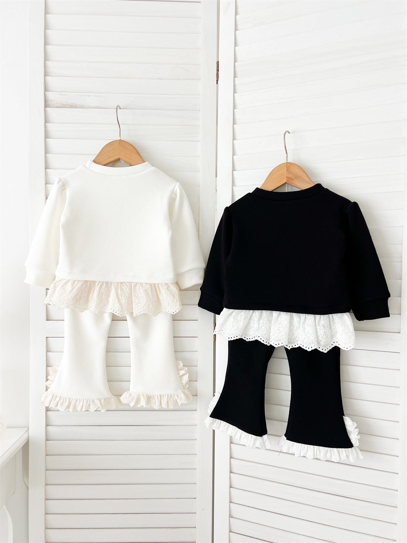 Arrival Autumn Baby Girls Long Sleeves Patchwork Design Fleece-lined Top and Bottom Set – Clothing Set-3