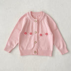Autumn Arrival Baby Girls Comfortable Flowers Pattern Knitted Long Sleeves Cardigan-2