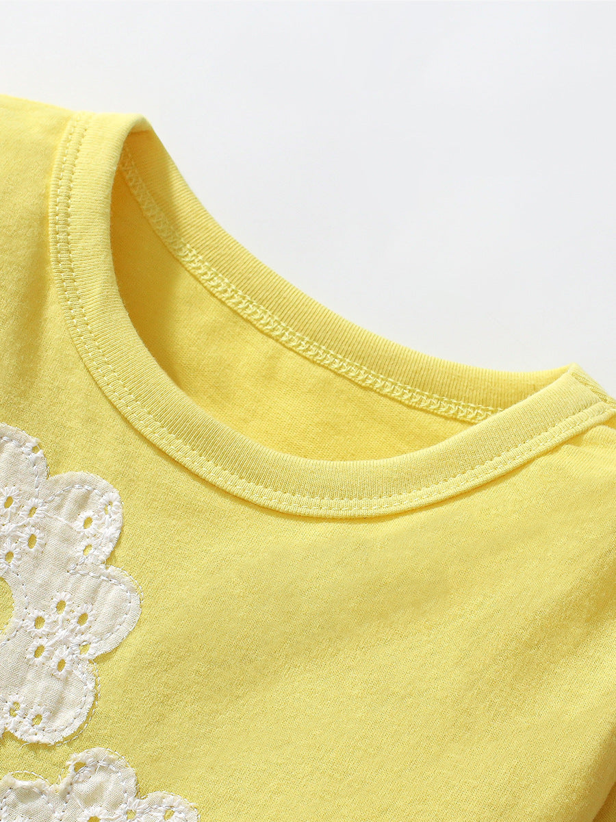 Arrival Autumn Girls’ Cute Flowers Pattern Long Sleeves T-Shirt In European And American Style For Summe-2