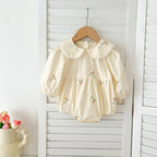Arrival Autumn Baby Kids Girls Long Sleeves Daisy Floral Embroidery Pattern French Collar Onesies and Dress – Princess Sister Matching Set-0