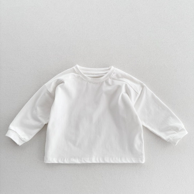 Arrival Kids Unisex Soft Comfortable Long Sleeves Solid Color Top Casual T-shirt-1