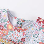 Arrival Autumn Girls Floral Pattern Long Sleeves Crew Neck Dress-1