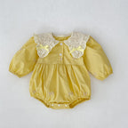 Arrival Spring Baby Kids Girls Long Sleeves Bows Embroidery Pattern Floral Collar Onesies and Dress – Princess Sister Matching Set-3