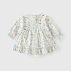 Arrival Autumn Baby Girls Floral Long Sleeves Rabbit Pattern Embroidered Dress-2