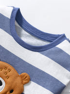 Arrival Autumn Girls’ 3D Teddy Bear Long Sleeves Striped T-shirt in European and American Style-2