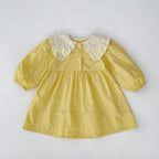 Arrival Spring Baby Kids Girls Long Sleeves Bows Embroidery Pattern Floral Collar Onesies and Dress – Princess Sister Matching Set-4