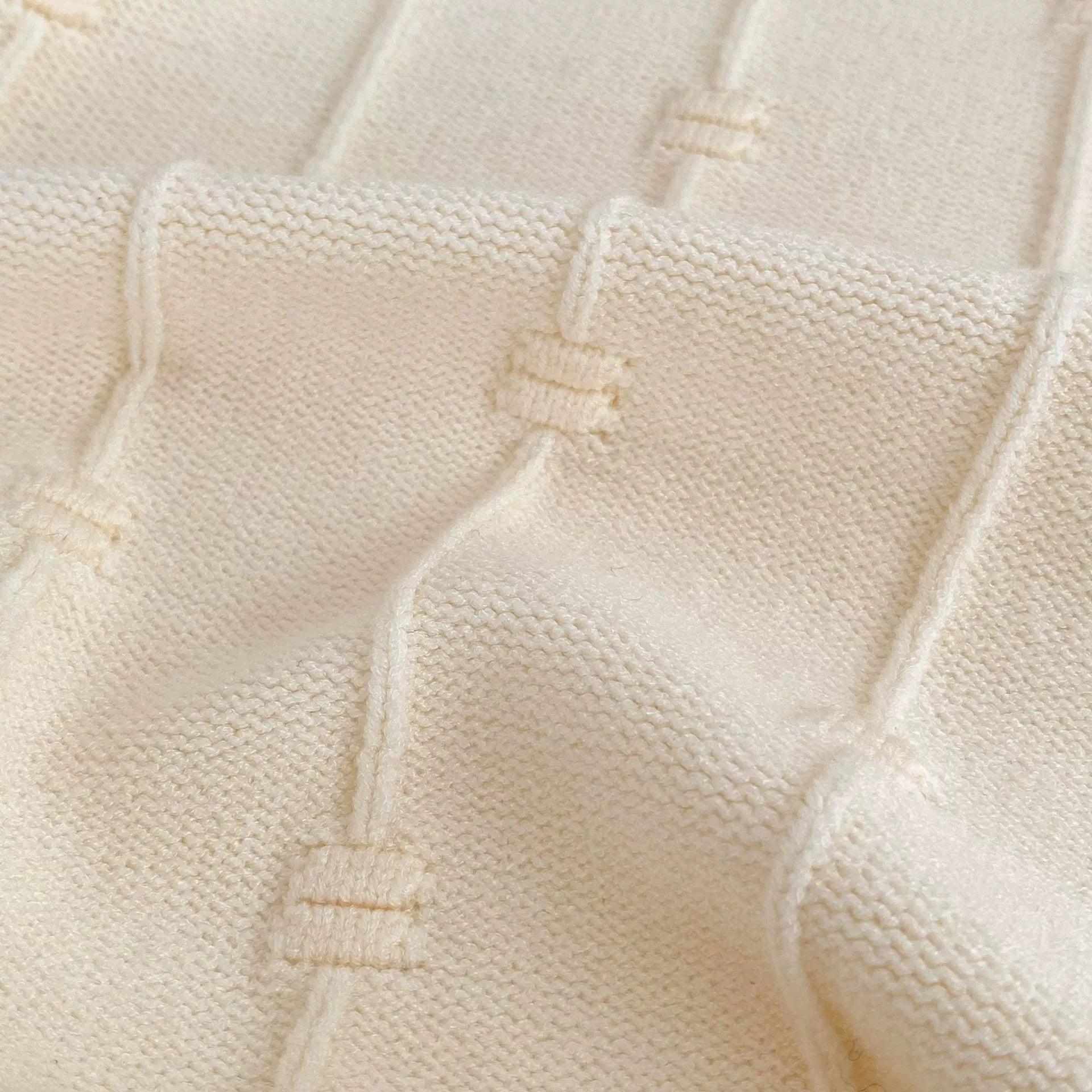 Autumn Arrival Baby Girls Knitted Long Sleeves Striped Jacquard Pattern Onesies-2