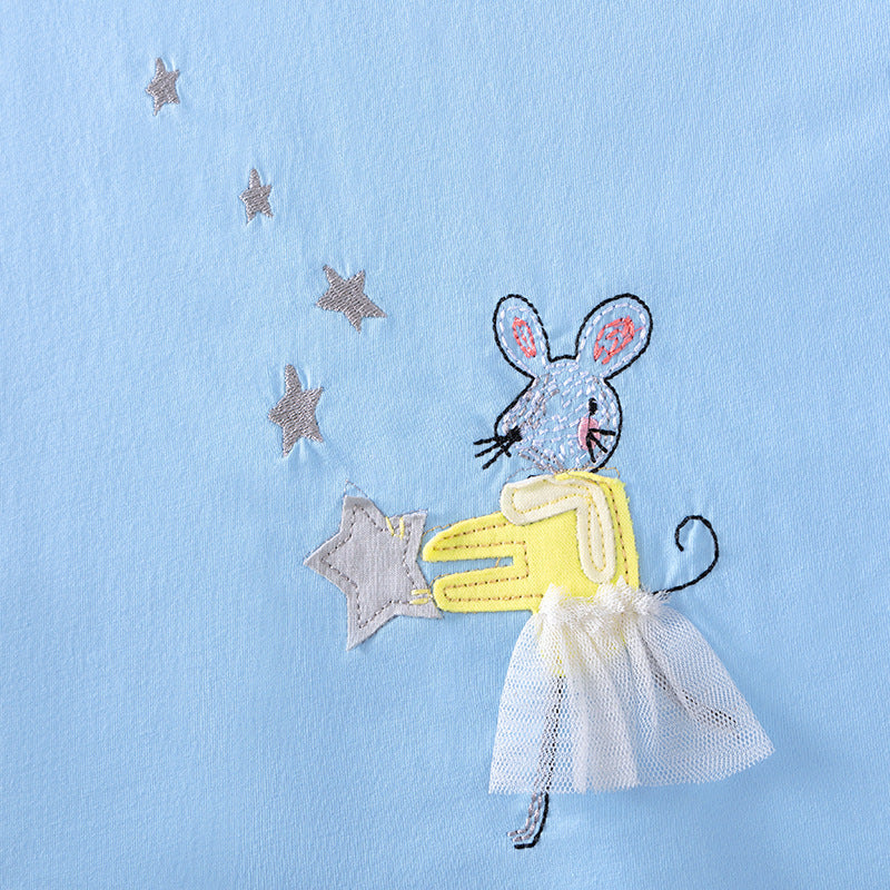 Autumn and Spring Arrival Stars and Animals Cartoon Pattern Long Sleeves Dress for Stylish Girls-2