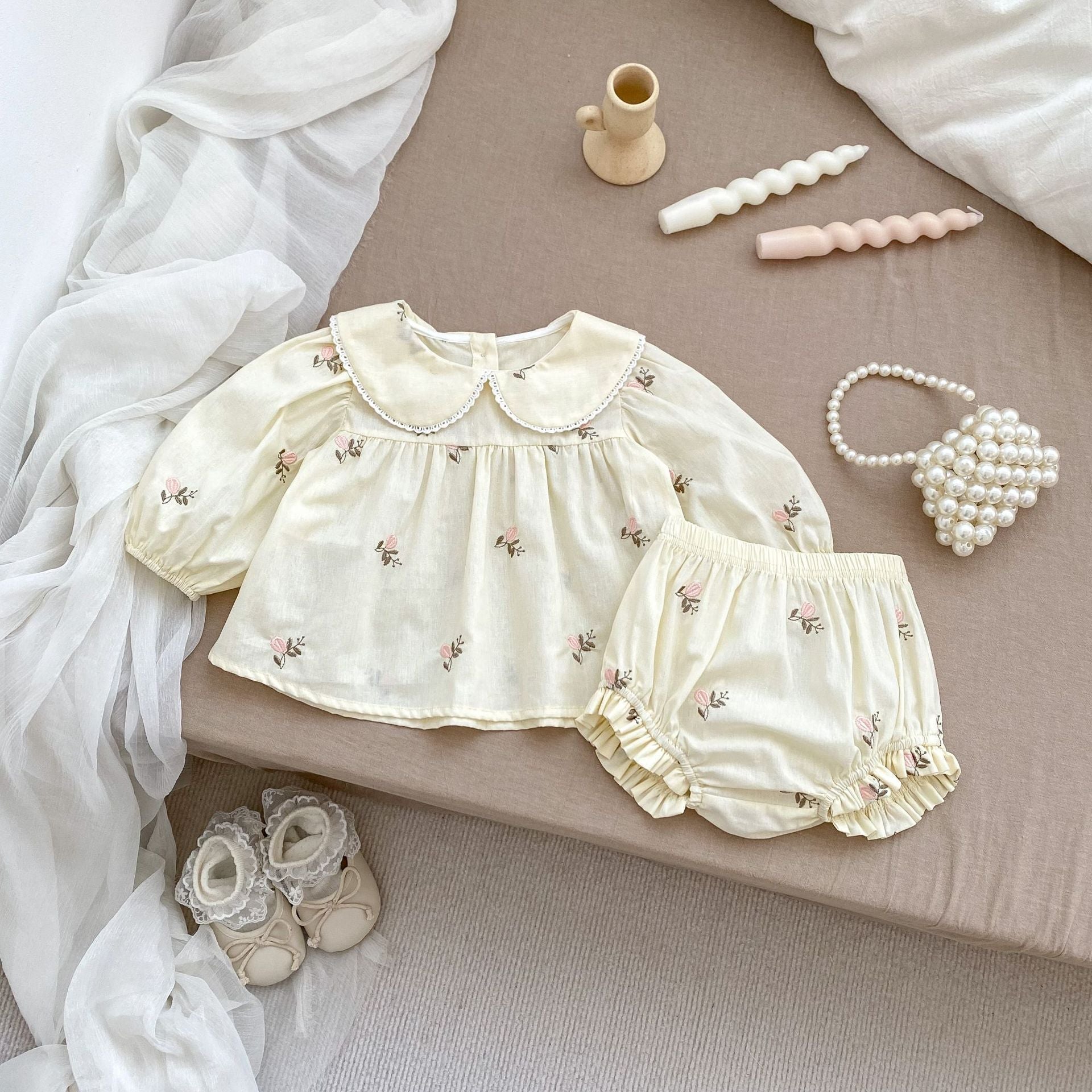 Arrival Spring Baby Kids Girls Long Sleeves Floral Print Rompers and Dress Clothing Sets – Princess Sister Matching Set-2