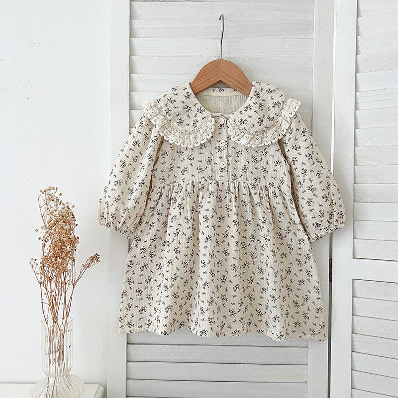 Arrival Spring Baby Kids Girls Long Sleeves Floral Print Onesies and Dress – Princess Sister Matching Set-1