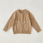 Autumn Arrival Baby Girls Comfortable Flowers Pattern Knitted Long Sleeves Cardigan-1