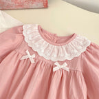 Spring Arrival Baby Girls Long Sleeves Floral Embroidered Collar Onesies Bodysuits-1