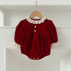 Arrival Autumn Baby Kids Girls Patchwork Lace Trim Long Sleeves Onesies and Dress with Cute Collar – Princess Sister Matching Set-2