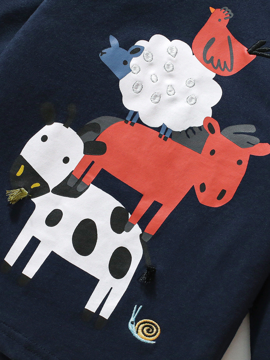 Arrival Autumn Kids’ Animals Cartoon Pattern Print Long Sleeves T-Shirt In European And American Style-2
