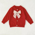 Autumn Arrival Baby Girls Comfortable Butterfly-bow Decorated Knitted Long Sleeves Cardigan-4