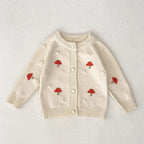 Autumn Arrival Baby Girls Comfortable Mushroom or Butterfly-bows Decorated Knitted Long Sleeves Cardigan-1