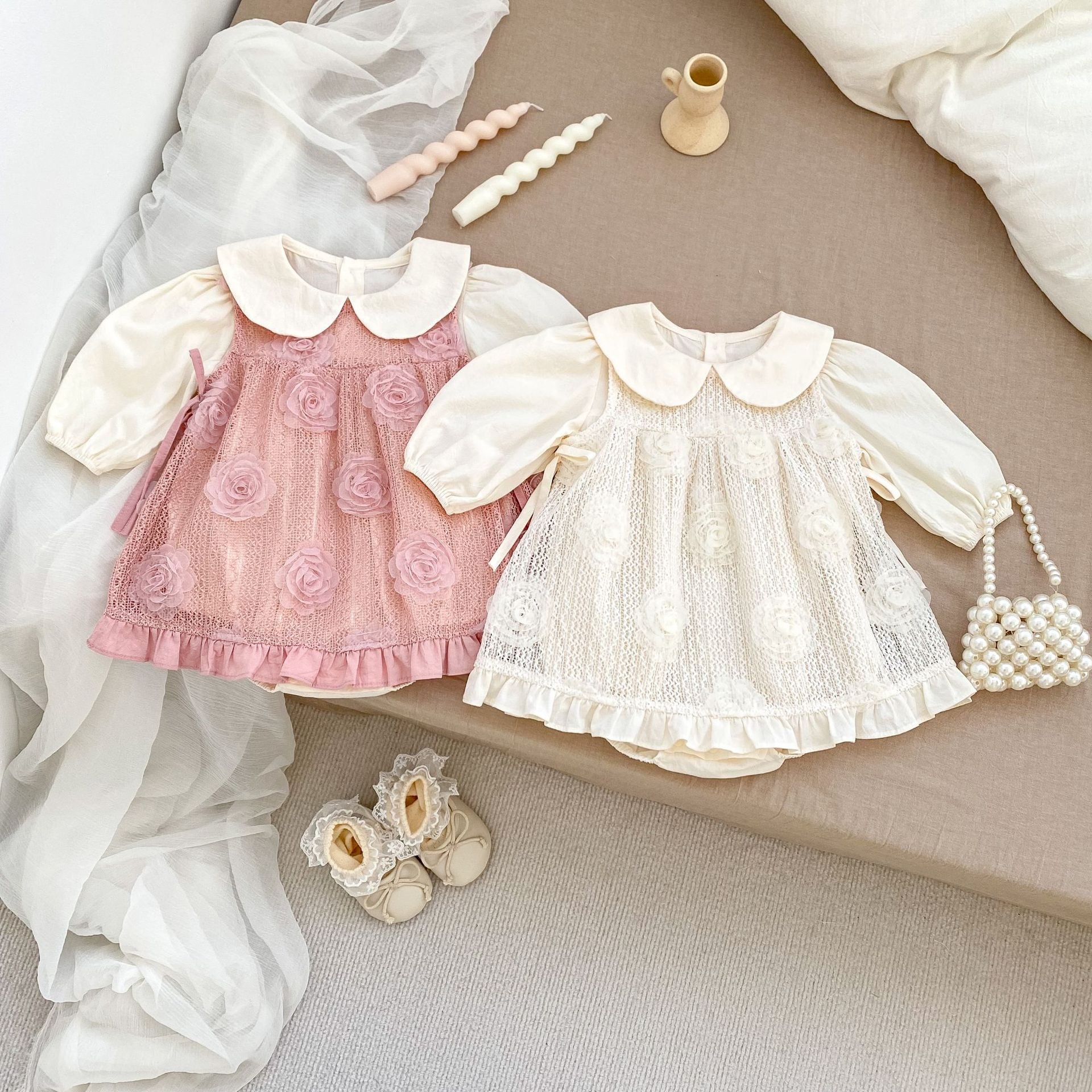 Arrival Autumn Baby Girls Long Sleeves Simple Top and Floral Pattern Dress – Detachable Clothing Set-4