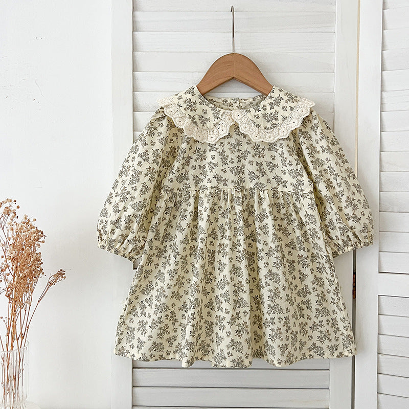 Arrival Spring Baby Kids Girls Long Sleeves Floral Print Onesies and Dress – Princess Sister Matching Set-2