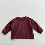 Arrival Kids Unisex Soft Comfortable Long Sleeves Solid Color Top Casual T-shirt-2