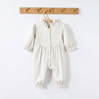 Autumn and Spring Arrival Baby Simple Embroidery Pattern Long Sleeves Rompers-1