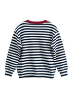 Arrival Baby Kids Puppy Logo and Striped Pattern Crew Neck Long Sleeves Knitted Top-2