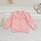 Autumn Arrival Baby Girls Comfortable Butterfly-bows Pattern Knitted Long Sleeves Cardigan-4