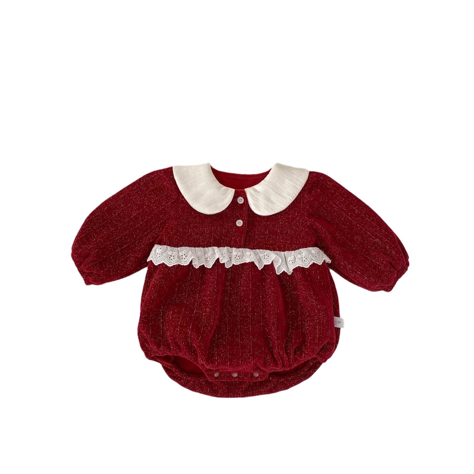 Autumn and Winter Arrival Baby Girls Long Sleeves Peter Pan Collar Christmas Onesies-1