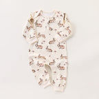 Autumn and Spring Arrival Baby Unisex Simple Animals Cartoon Pattern Long Sleeves Rompers-2