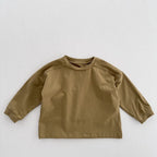 Arrival Kids Unisex Soft Comfortable Long Sleeves Solid Color Top Casual T-shirt-3