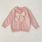 Autumn Arrival Baby Girls Comfortable Butterfly-bow Decorated Knitted Long Sleeves Cardigan-3
