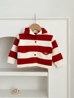 Arrival Baby Kids Girls Striped Color Patchwork Single Breasted Knitwear Hoodie-3