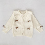 Autumn Arrival Baby Girls Comfortable Butterfly-bows Pattern Knitted Long Sleeves Cardigan-1