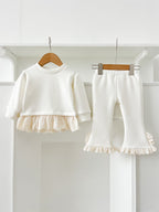 Arrival Autumn Baby Girls Long Sleeves Patchwork Design Fleece-lined Top and Bottom Set – Clothing Set-5