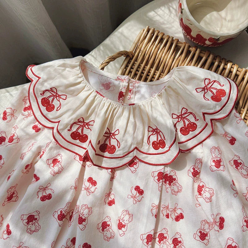 Arrival Autumn Girls Fruits and Cartoon Pattern Long Sleeves Dress-2